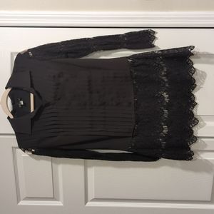 Venus Black Button Down Lace Blouse